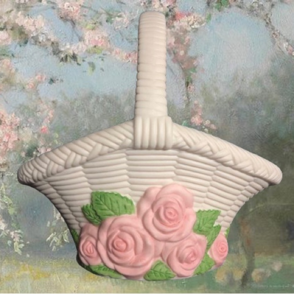 Vtg Cottagecore Ceramic Basket